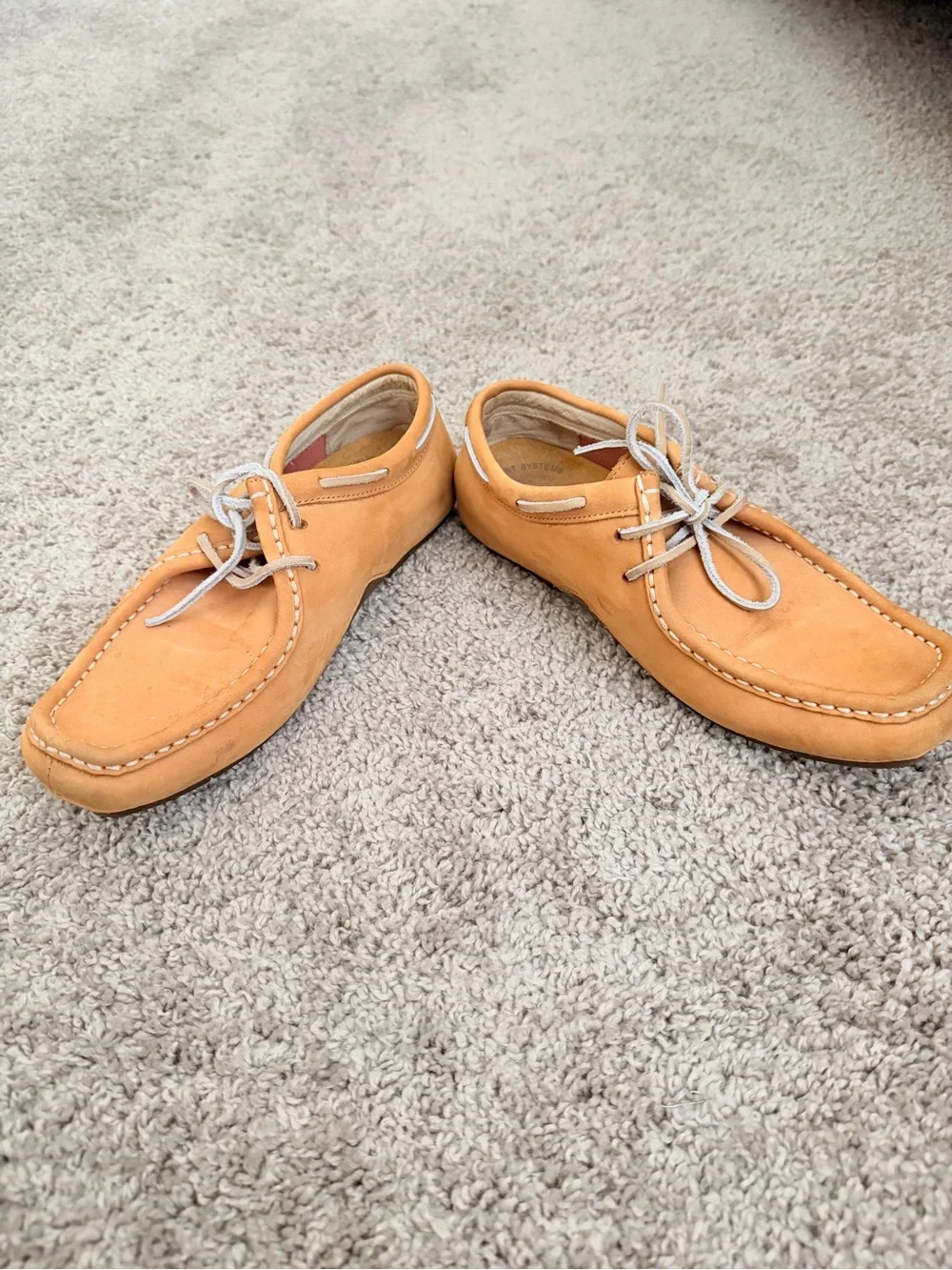 Sperry Orange-Tan Leather Moc Toe Boat Shoes